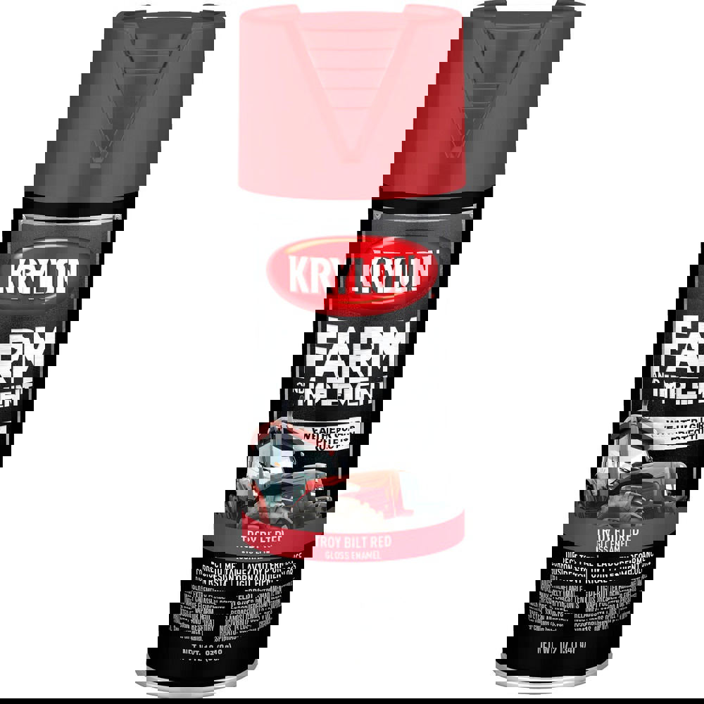 Spray Paints; Product Type: Spray Paint ; Type: Farm & Implement Paint ; Color: Troy Bilt Red ; Finish: High-Gloss ; Color Family: Red ; Container Size (oz.): 12.000